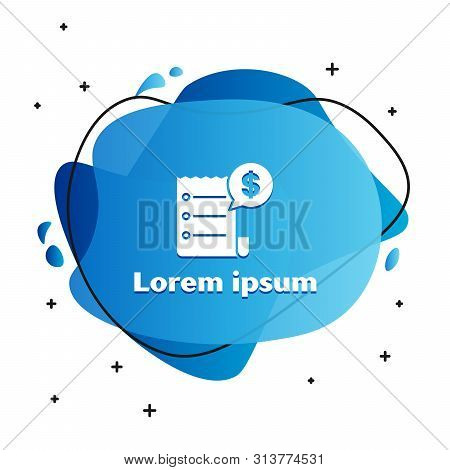 White Paper Check And Financial Check Icon Isolated On White Background. Paper Print Check, Shop Rec