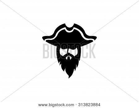 Pirate Head With Beard And Hat For Logo Design Illustration On A White Background