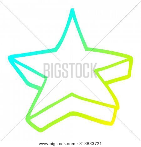 cold gradient line drawing of a cartoon shooting star