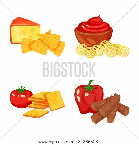 Vector Illustration Of Food And Product Symbol. Collection Of Food And Party Stock Vector Illustrati
