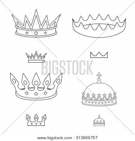 Isolated Object Of Queen And Heraldic Icon. Set Of Queen And Vip Stock Vector Illustration.