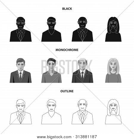Vector Design Of Hairstyle And Profession Icon. Set Of Hairstyle And Character Vector Icon For Stock