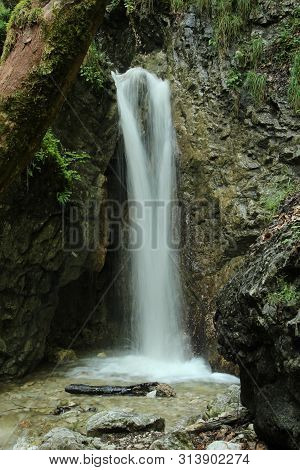 Beautiful Waterfalls On The Tourist Trail In Slovak Paradise National Park, Slovaki