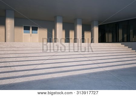 Concrete School Entrance Stairs