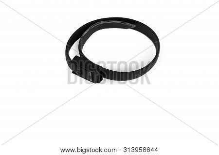 Collar For Dogs And Cats From Fleas, Lice And Ticks Isolated On White Background. Therapeutic And Pr