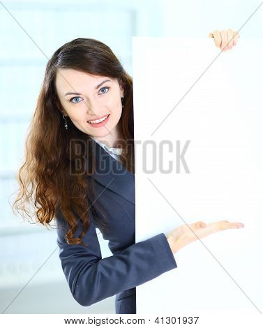 Happy smiling young business woman