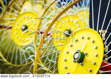 Tractor With Rotary Rake, Agriculture Machine