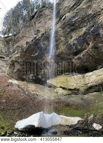 Waterfall Sulzigbachfall (waterfall Sulzigbach Or Sulzigbachfall Wasserfall) In The Sulzigtobel Ravi