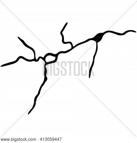 Kintsugi Crack. Earthquake And Ground Cracks, Hole Effect, Craquelure And Damaged Texture. Vector Il