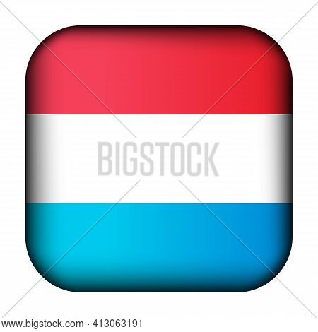 Glass Ball With Flag Of Luxembourg. Squared Template Icon. Luxembourgish National Symbol. Glossy Rea