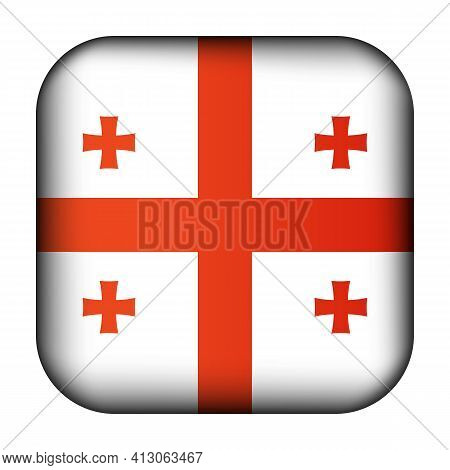 Glass Light Ball With Flag Of Georgia. Squared Template Icon. Georgian National Symbol. Glossy Reali