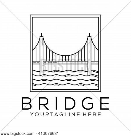 Bridge Logo Minimal Line Art Vector Illustration Design