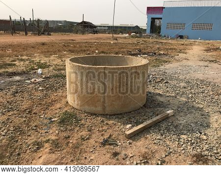 Kampong Spue, Cambodia, March, 16 2021: Drain Is Staying In Our House