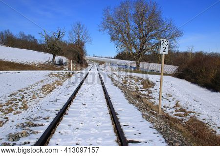 Level Crossing Without A Barrier Near Weissach In Winter