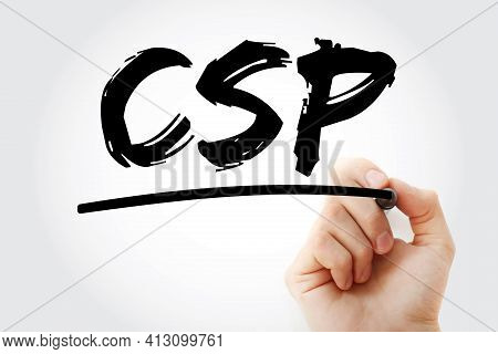 Csp - Cloud Service Provider Acronym With Marker, Technology Business Concept Background