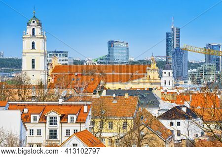 View Of Vilnius From The Hill Of The Bastion Of The Vilnius City Wall.