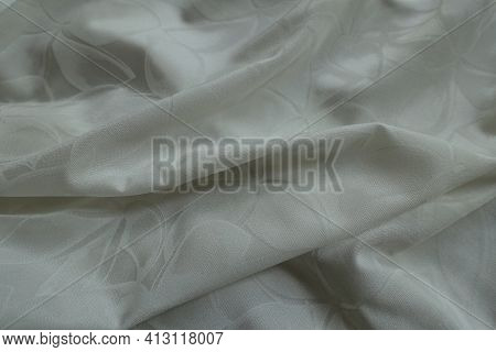 Folded Thin White  Polyamide Fabric With Floral Pattern