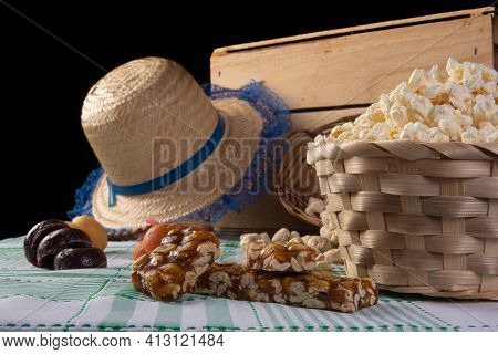 Festa Junina In Brazil, Typical Festa Junina Table In Brazil With Popcorn And Typical Sweets And Pro