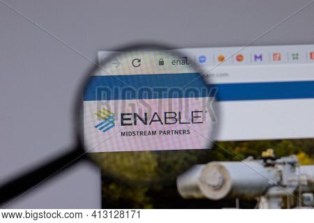 New York, Usa - 18 March 2021: Enable Midstream Company Logo Icon On Website, Illustrative Editorial