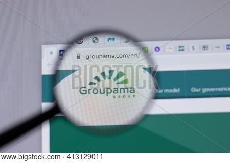 New York, Usa - 18 March 2021: Groupama Company Logo Icon On Website, Illustrative Editorial