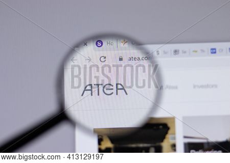 New York, Usa - 18 March 2021: Atea Company Logo Icon On Website, Illustrative Editorial