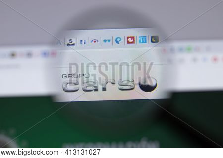 New York, Usa - 18 March 2021: Grupo Carso Company Logo Icon On Website, Illustrative Editorial