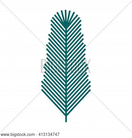 Simple Minimalistic Green Branch Of A Spruce With Needles. Floral Collection Of Elegant Plants For S