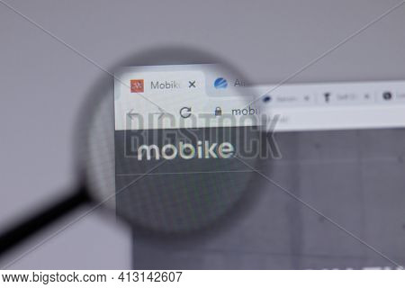 New York, Usa - 18 March 2021: Mobike Company Logo Icon On Website, Illustrative Editorial