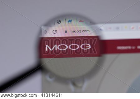 New York, Usa - 18 March 2021: Moog Inc Company Logo Icon On Website, Illustrative Editorial
