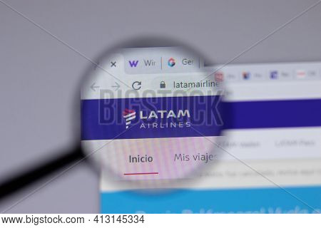 New York, Usa - 18 March 2021: Latam Airlines Company Logo Icon On Website, Illustrative Editorial