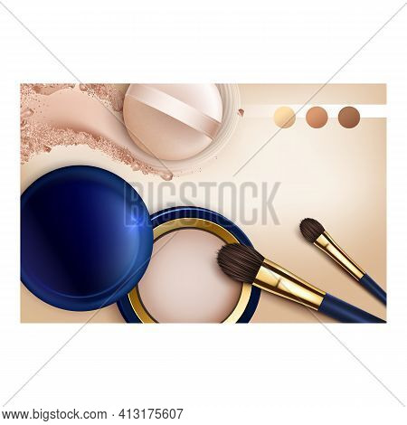 Mattifying Powder Creative Promo Banner Vector Illustration