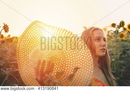 Vitamin D In Womens Health, Role Of Vitamin D3 Supplements In Female Health. Young Woman Enjoying Su