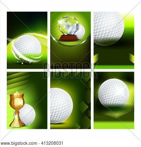 Golf Club Field Playground Game Posters Set Vector