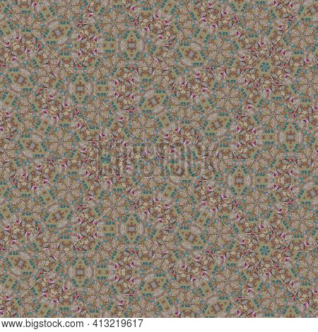 Ethnical Mixed Embroidery Design Concept. Antique Illustration Art For Website, User Interface Theme