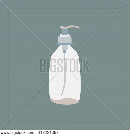 Simple Cosmetic Bottle With Pomp. Cream, Foam, Mousse, Shampoo, Gel. Natural Organic Cosmetics. Skin
