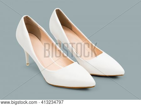 Women's white high heel shoes fashion