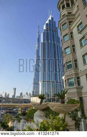 City View Including The Burj Khalifa Building In Dubai, The Most Populous City In The United Arab Em