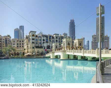 Scenery Around The Burj Khalifa Park In Dubai, The Most Populous City In The United Arab Emirates