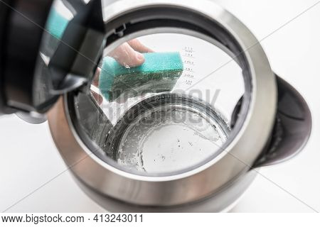 Kettle With White Limescale Surface - Hard Water Concept