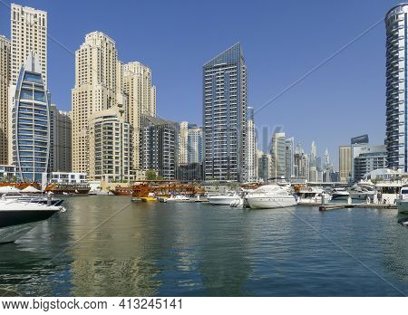 City View Around Dubai Creek Marina In Dubai, The Most Populous City In The United Arab Emirates