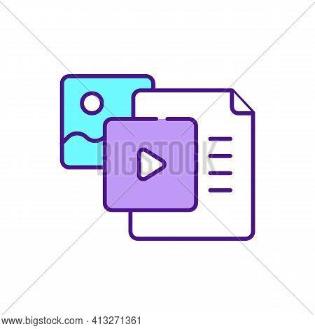 Modern Media Rgb Color Icon. Mass Communications. Information Storage And Delivery. Online Publicati