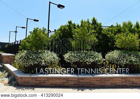 ORANGE, CALIFORNIA - 14 MAY 2020:  Sign at the Lastinger Tennis Center part of the campus of Chapman University. 