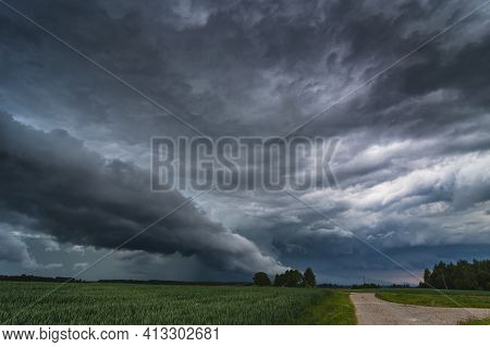 Storm Clouds With Hail And Intence Winds
