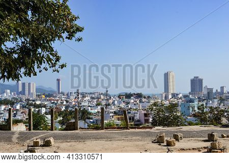 Nha Trang, Vietnam - January 24, 2020: Aerial View Of The Downtown