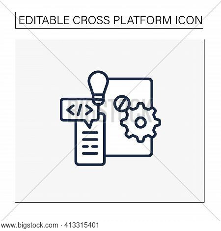 Hardware Platform Line Icon. Computing Technology, Wireless Communication.website Programming Code, 