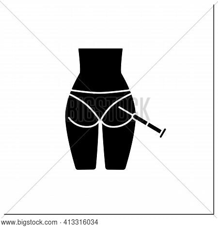Neurotoxin Injection Glyph Icon. Injection Into Buttocks.correction, Lifting Of Buttock.surgery.full