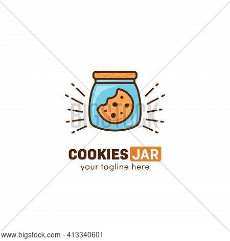 Cookies Jar Cookie Logo Inside Glass Jar Icon Symbol Vector Template