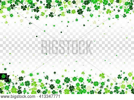 Seamless Border Background With Four Leaved Green Clover And Shamrock For Saint Patrick's Day Greeti