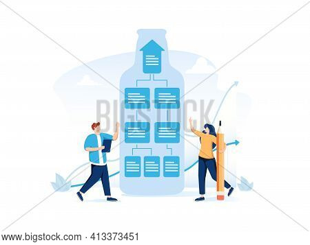 Management System Abstract Concept Vector Illustration Set. Business Hierarchy, Bottleneck Analysis,