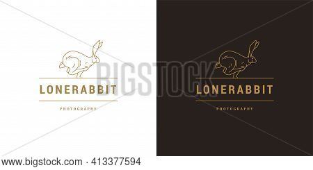 Running Rabbit Logo Template Linear Vector Illustration